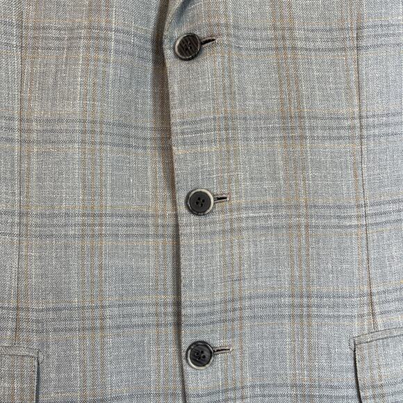 Brioni Sport Coat Nomentano Wool Silk Blue Tan Check EU 50R US 40R Blazer Jacket - Picture 4 of 16